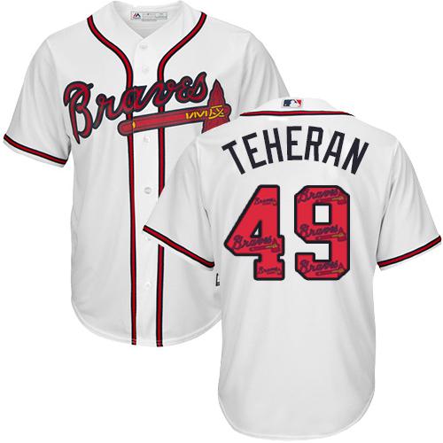 Braves #49 Julio Teheran White Team Logo Fashion Stitched MLB Jersey
